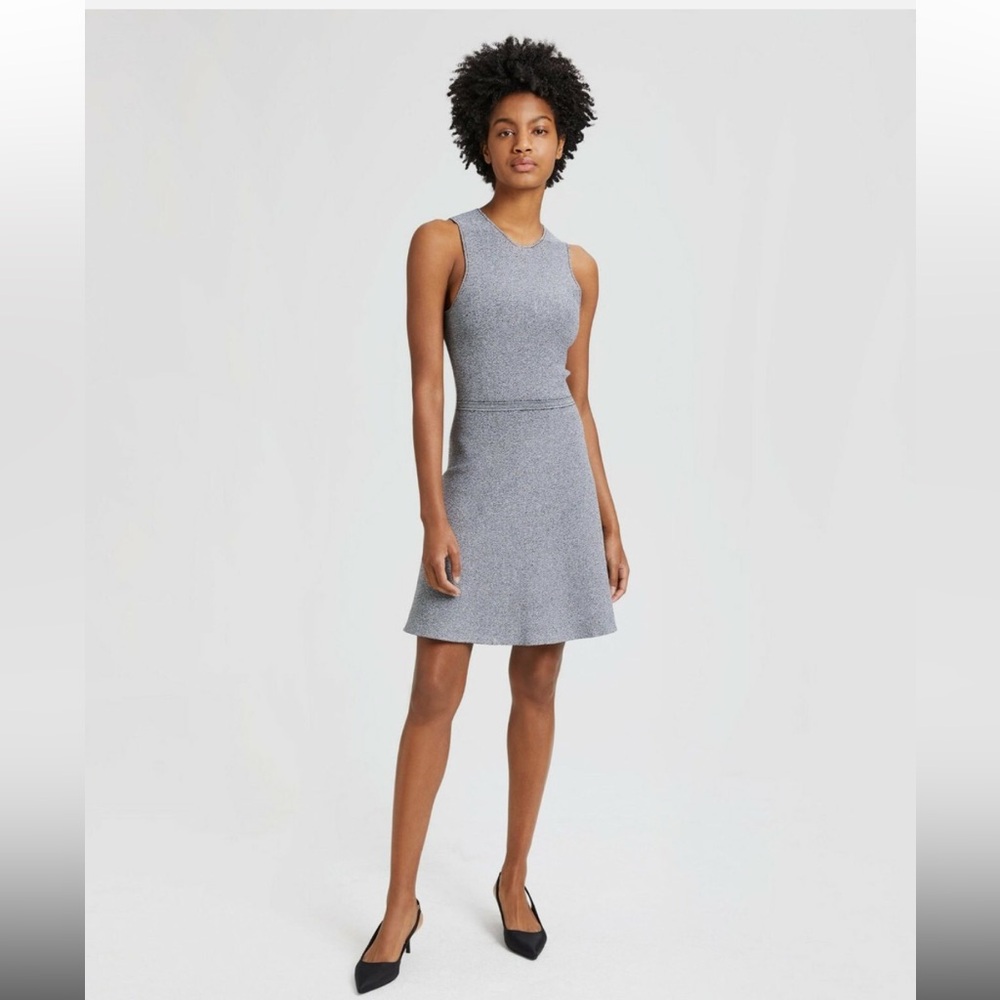 Theory Marl Flare Gray Sleeveless Dress